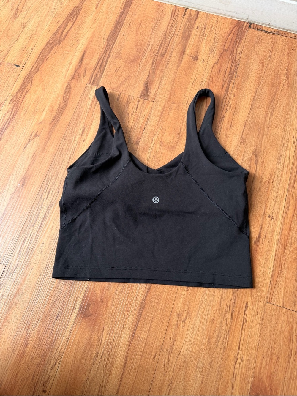 lululemon athletica Black Cropped Performance Tank with Logo Disc